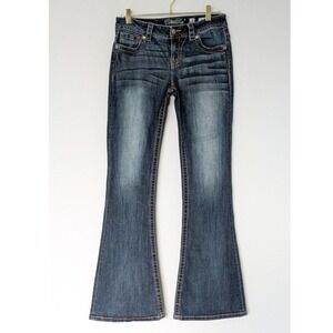 Miss Me Mid-Rise Flare Jeans Women 28 Dark Blue Denim MS4009F81 Stretch Western